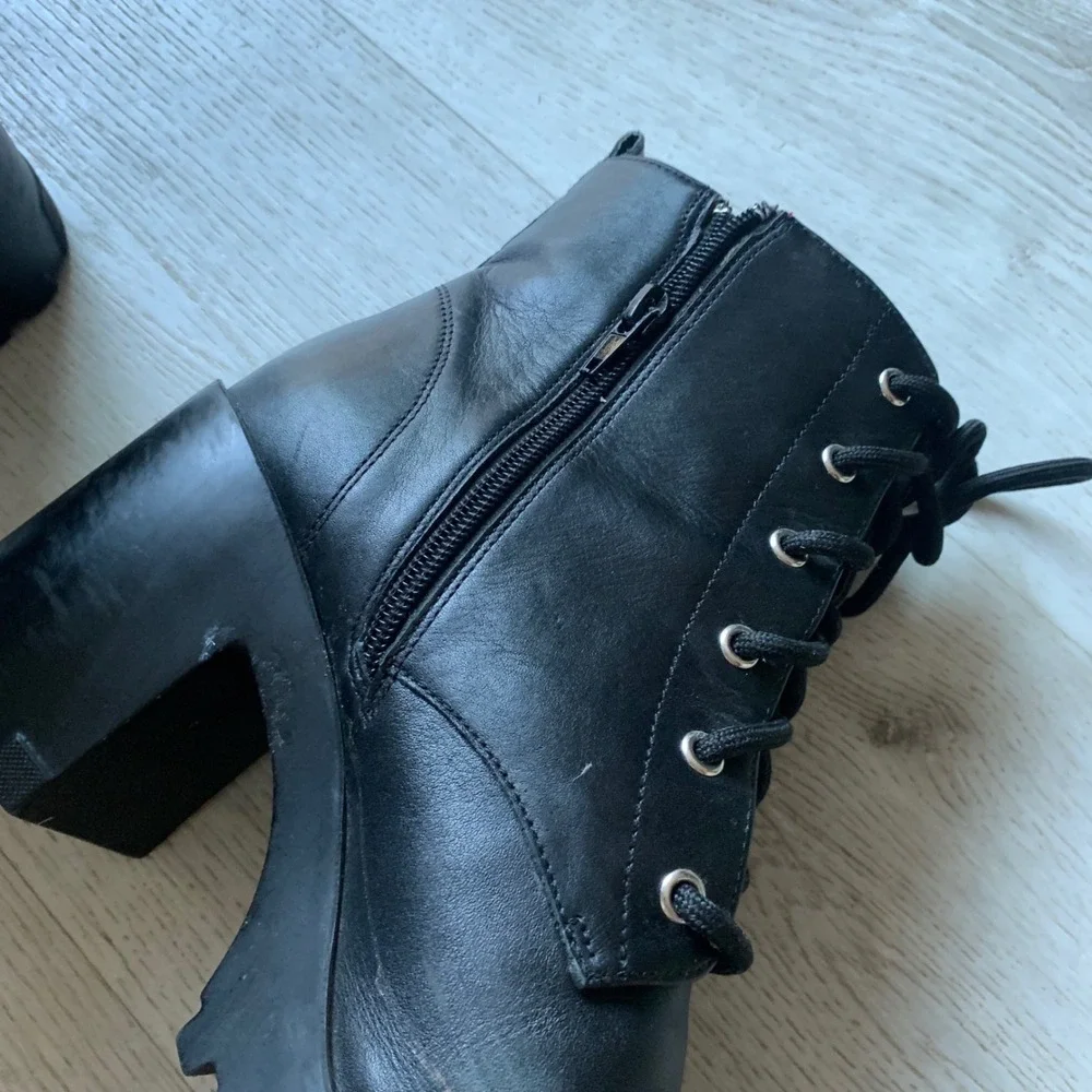 BP‎ Masson Womens Leather Platform Black Heeled Ankle Boots